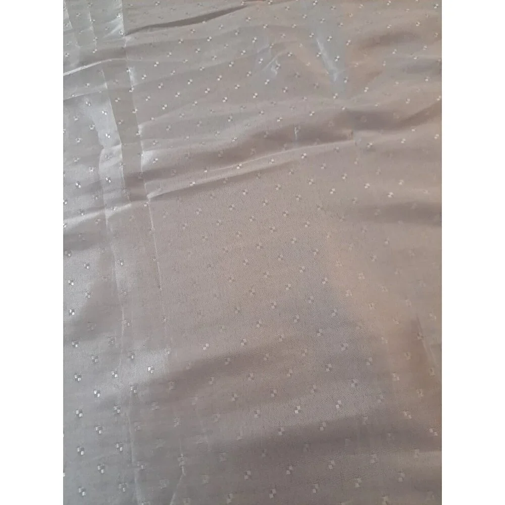 Ivory Sateen Shower Curtain Crochet Lace Trim Elegant Cottagecore Elegant